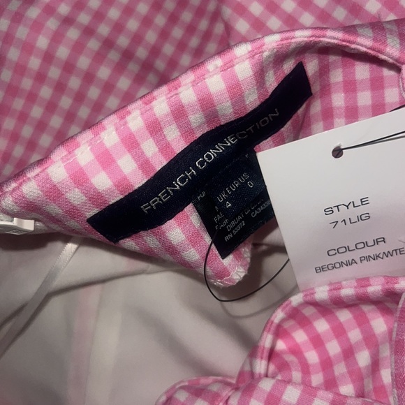 French Connection Gingham Print Tie Back Whisper Dress in Barbie Pink & White, 0 - Picture 5 of 6